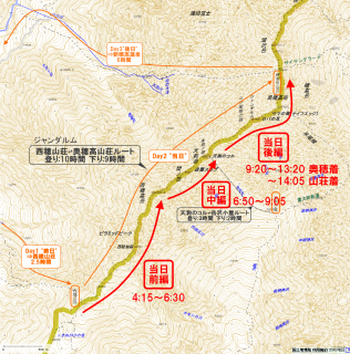 今回は"ジャンダルム"から奥穂山荘まで2キロ程度の道のりです。