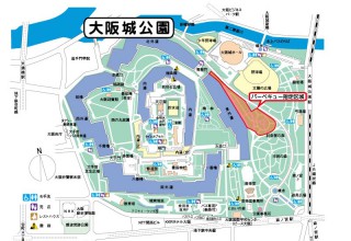大阪城公園は北東部（京橋寄り）野球場のあたり