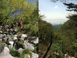 【ルートは確定されている】まあジャングルジムを登るようなもんです、青枯れを登り切って振り返るとそこには琵琶湖と対岸の景色が見える。